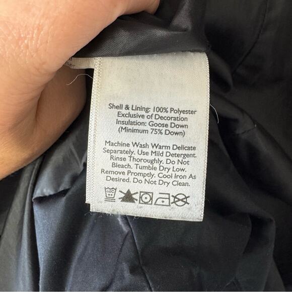 Eddie Bauer Black Goose Down Longline Puffer Jacket Size Small - Picture 9 of 9